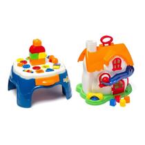 COMP Kit Play Time Mesa de Atividades + Casinha Interativa Infantil Cotiplás