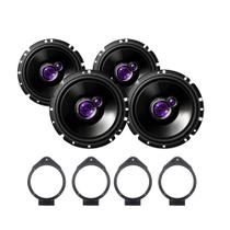 COMP Kit Som 4 Alto Falantes 6" 4x50W RMS 4 Ohms + 4 Aros Adaptação Onix Prisma Cobalt Spin
