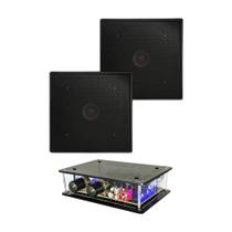 COMP Kit Som Ambiente: 2 Arandelas Quadradas 6" Orion 55W + Mini Amplificador Estéreo