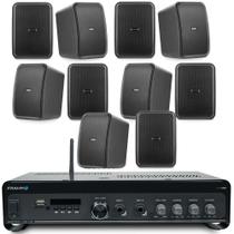 COMP Kit Som Ambiente Bluetooth Conexão Tv + 10 Caixas Frahm CS5 80 Watts Parede Preta COMP Kit Som Ambiente Bluetooth Conexão Tv + 10 Caixas Frahm CS5 80 Watts Parede Preta