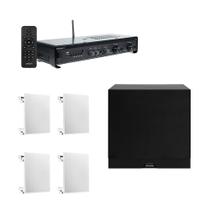 COMP Kit Som Ambiente Frahm Amplificador SLIM 2700 + 4 Arandelas + Subwoofer RD SW10 G2 150W