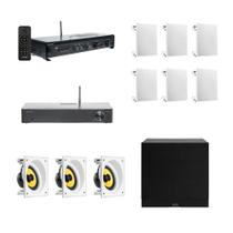 COMP Kit Som Ambiente Frahm para Ambientes - Amplificador + Caixas + Subwoofer COMP Kit Som Ambiente Frahm para Ambientes - Amplificador + Caixas + Subwoofer