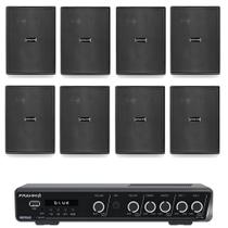 COMP Kit Som Ambiente Frahm Sensus 260 + 8 Caixas de Som PS200 New Preta