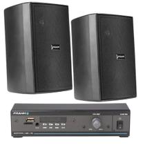 COMP Kit Som Ambiente Frahm Slim 500 + 2 Caixas Ps200 60wrms Preta