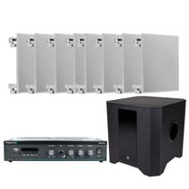 COMP Kit Som Ambiente Livraria entre 100m2 e 200m2 Subwoofer + 8 Caixas de Som + Amplificador