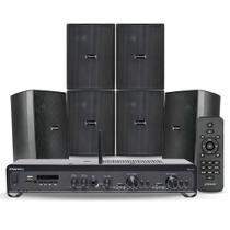 COMP Kit Som Ambiente P/ Academias Frahm Slim 2500 + 6 Cxs Ps200 Preto 160 RMS - Frahm COMP Kit Som Ambiente P/ Academias Frahm Slim 2500 + 6 Cxs Ps200 Preto 160 RMS - Frahm