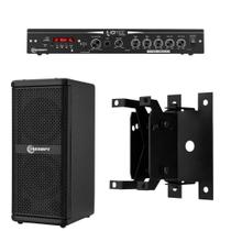 COMP Kit Som Ambiente Taramps: Caixa T 200.2 HF 100W RMS, Amplificador THS3600 BT e Suporte