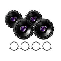 COMP Kit Som Automotivo 4 Alto Falantes 4 x 50W Rms 4 Ohms 6" + 4 Aros Adaptação Gol G5 Dianteiro