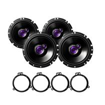 COMP Kit Som Automotivo 4 Alto Falantes 6" 4 x 50W RMS 4 Ohms + 4 Aros Adaptação Hb20 Etios Corolla