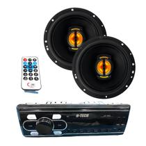 COMP Kit Som Automotivo: Alto-Falantes Leson JB6 6" 110W + Rádio Bluetooth USB SD FM H-Tech HT1023