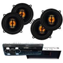 COMP Kit Som Automotivo com Rádio H-Tech HT-1023 + 2 Pares de Alto-Falantes Leson JB5 Flex 5" 110W COMP Kit Som Automotivo com Rádio H-Tech HT-1023 + 2 Pares de Alto-Falantes Leson JB5 Flex 5" 110W