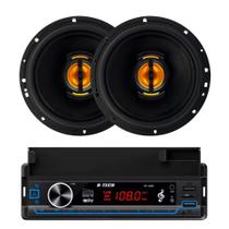 COMP Kit Som Automotivo Leson JB6 Flex 6” + Rádio Bluetooth com Suporte p/ Celular H-Tech HT-1200