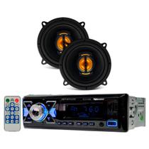 COMP Kit Som Automotivo: Rádio Bluetooth c/ Controle Remoto + Par de Alto Falantes 5" 110W