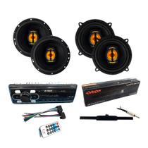 COMP Kit Som Automotivo - Rádio Bluetooth H-Tech + Antena TSR Orion + Falantes Leson 5" e 6"