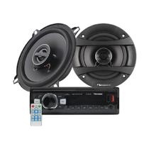 COMP Kit Som Automotivo Rádio Bluetooth H-Tech HT-1022 + Alto-Falantes Nakamichi 4" NSF423