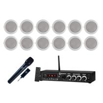 COMP Kit Som Comercial 6 Pares Arandelas LS78-AR Leson + Receiver THS1900 + Microfone AR100 COMP Kit Som Comercial 6 Pares Arandelas LS78-AR Leson + Receiver THS1900 + Microfone AR100