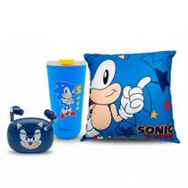 COMP Kit Sonic - Copo Térmico 500ml, Almofada 40x40 e Fone Bluetooth