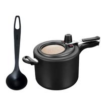 COMP Panela de Pressão Preta c/ Visor de Vidro Superior 4,5L + Concha COMP Panela de Pressão Preta c/ Visor de Vidro Superior 4,5L + Concha