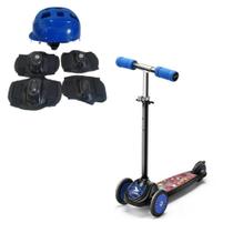 COMP Patinete Infantil 3 Rodas Monster Atrio - ES273 + Kit Proteção Infantil 3X1 Azul Unisex Xalingo - 0549.8