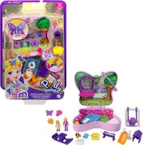 Compacto Jardim Borboleta Polly Pocket, Tema Exterior, Micro Boneca Polly