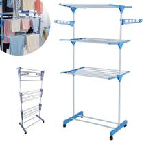 Compacto Retrátil 3 Andares Dobrável Roupas Aço Varal Seca Fácil Compacto Retrátil 3 Andares Dobrável Roupas Aço Varal Seca Fácil