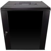Compartimento de rack de servidor NavePoint 12U com porta de vidro e ventilador