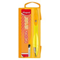 Compasso Com Estojo e Refil Neon Study MAPED Laranja