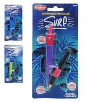 Compasso Escolar De Plastico Surf Color Com Lapis Na Cartela