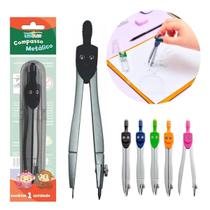 Compasso Escolar Metal Unidade Leo e Leo Sortido 3 Cores