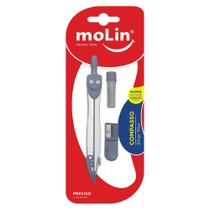 Compasso Silver Plus 15 cm Molin Kit Metal com Grafites Compasso Silver Plus 15 cm Molin Kit Metal com Grafites
