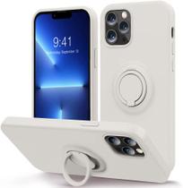 Compatível com capa para iPhone 13 Pro Max de 6,7 polegadas com suporte de anel Silicone líquido Forro de microfibra Capa protetora antiarranhões para iPhone 13 Pro Max Mulheres Menina - Pedra de pedra -