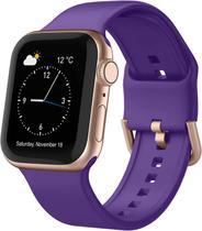 Compatível com pulseiras Apple Watch 41 mm 40 mm 38 mm, pulseira esportiva de silicone macio, pulseira de substituição com fecho clássico para iWatch Series SE 7 6 5 4 3 2 1 para mulheres e homens, roxo 38/40/41 mm