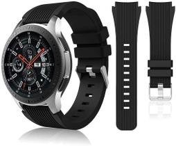 Compatível com pulseiras Samsung Galaxy Watch 46mm/Gear S3 Frontier, pulseiras de relógio clássico/Galaxy Watch 3 pulseiras 45 mm, 22 mm pulseiras de silicone macio pulseira esportiva para homens e mulheres. (Preto) Compatível com pulseiras Samsung Galaxy Watch 46mm/Gear S3 Frontier, pulseiras de relógio clássico/Galaxy Watch 3 pulseiras 45 mm, 22 mm pulseiras de silicone macio pulseira esportiva para homens e mulheres. (Preto)