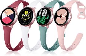 Compatível com Samsung Galaxy Watch 4 40 mm 44 mm/pulseiras clássicas 42 mm 46 mm homens mulheres, Samsung Active 2 pulseiras de relógio 40 mm, pulseira de silicone fino macio 20 mm pequeno branco/areia rosa/pinho verde/vinho vermelho Compatível com Samsung Galaxy Watch 4 40 mm 44 mm/pulseiras clássicas 42 mm 46 mm homens mulheres, Samsung Active 2 pulseiras de relógio 40 mm, pulseira de silicone fino macio 20 mm pequeno branco/areia rosa/pinho verde/vinho vermelho