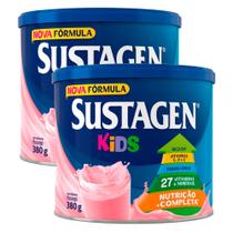 Complemento Alimentar Sustagen Kids Morango Lata 380g Kit com duas unidades