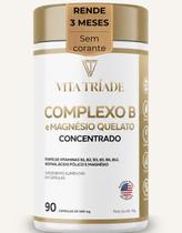 Complexo B concentrado Com Magnésio Quelato Vitaminas B1 A B12 E Biotina 90 Cápsulas Rende 3 Meses Complexo B concentrado Com Magnésio Quelato Vitaminas B1 A B12 E Biotina 90 Cápsulas Rende 3 Meses