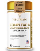 Complexo B concentrado Com Magnésio Quelato Vitaminas B1 A B12 E Biotina 90 Cápsulas Rende 3 Meses