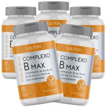Complexo B Max Premium Vegano c/ Zinco Biotina Ácido Fólico Lauton - Kit 5