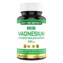 Complexo de magnésio OxyEnergy 300 mg 3 em 1 vegano 90 cápsulas