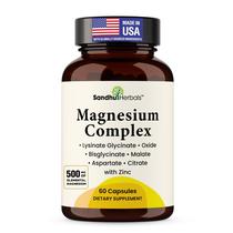 Complexo de Magnésio SANDHUHERBALS 500 mg com Zinco 60 cápsulas Complexo de Magnésio SANDHUHERBALS 500 mg com Zinco 60 cápsulas