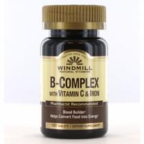 Complexo de vitamina B com 100 abas de ferro pela Windmill Health