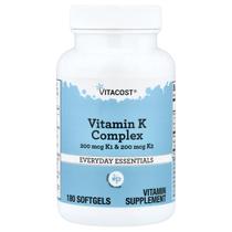 Complexo de Vitamina K Vitacost 180 Softgels 200mcg K1 K2 Complexo de Vitamina K Vitacost 180 Softgels 200mcg K1 K2