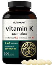 Complexo de Vitaminas K NatureBell - 2600mcg - 300 Cápsulas Gelatinosas