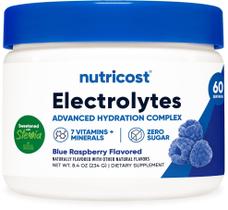 Complexo eletrolítico em pó Nutricost Blue Raspberry 60 Serv