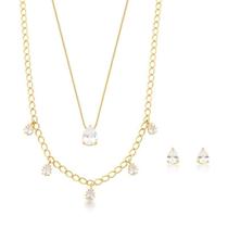 Compose brinco, chocker e colar com ponto de luz gota