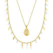 Composé choker ponto de luz e cruzes e colar gota crucifixo