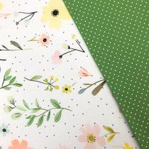 Composê Kit Tecido Tricoline Digital Soft Flowers Algodão 0,50 x 1,50 2 cortes
