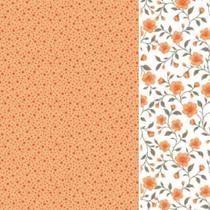 Composê Tecido Tricoline Floral Florença Laranja cor 01 x Poá Livorno Laranja cor 01 Composê Tecido Tricoline Floral Florença Laranja cor 01 x Poá Livorno Laranja cor 01
