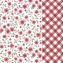 Composê Tecido Tricoline Floral Florença Rose cor 03 x Xadrez Carrara Rose cor 03 Composê Tecido Tricoline Floral Florença Rose cor 03 x Xadrez Carrara Rose cor 03