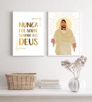 Composição 2 Quadros Evangélicos Sempre Foi Deus 45x34cm - com vidro Composição 2 Quadros Evangélicos Sempre Foi Deus 45x34cm - com vidro